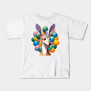 Italian Greyhound Enjoys Easter with Bunny Ear Headband Kids T-Shirt